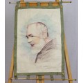 prapore  " Padre Pio ".litogravura de autor. artist :Francesco Ventura anii' 70. Italia